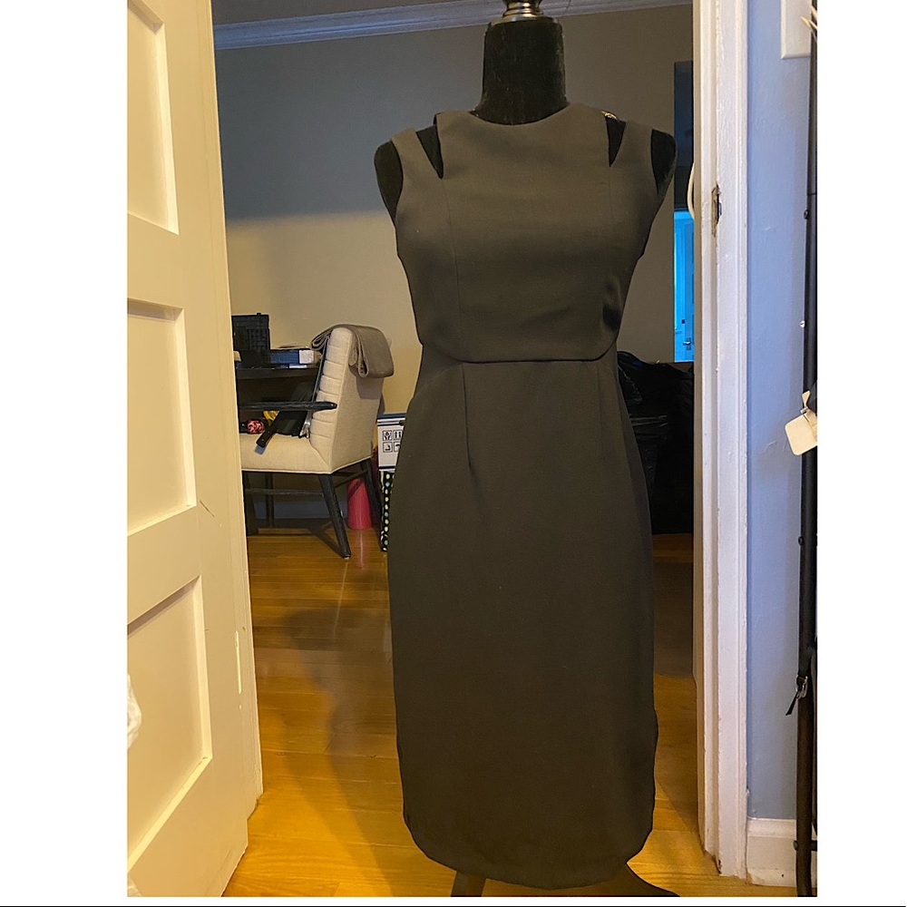 Black dress with shoulder detail